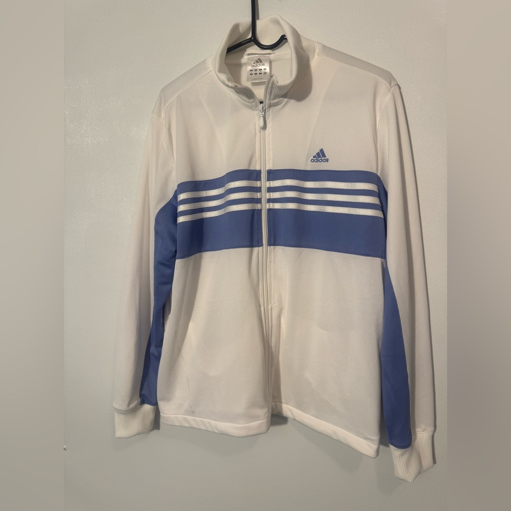 Adidas purple and white zip up jacket